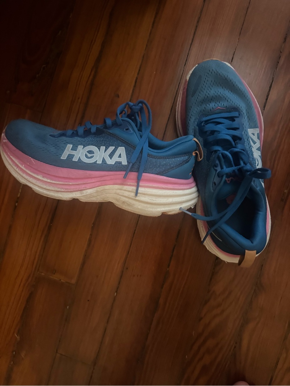 Hoka Blue with Pink Accents Women's Running Shoes